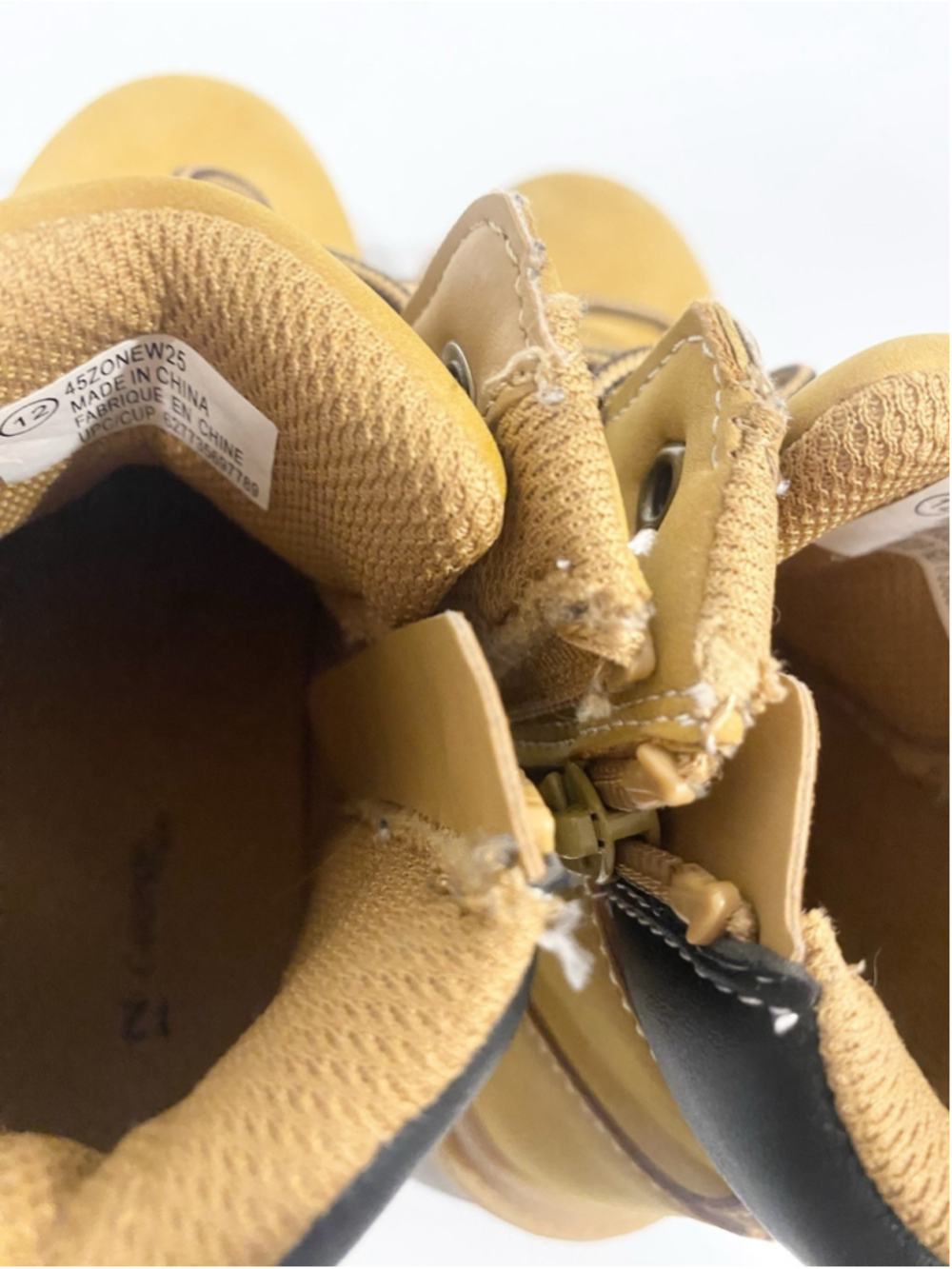 George Kids Size 12 Tan Wheat Work Boots Lace Up Side Zip Lug Sole - Picture 7 of 7